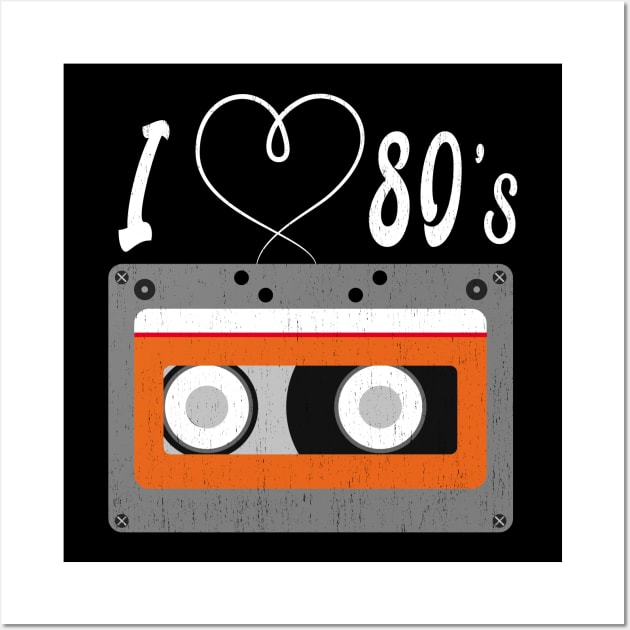 I Love Cassette Audio Tape Vintage Wall Art by kaza191